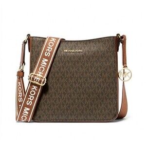 New Michael Kors Jet Set Travel Small Signature Logo Messenger Bag Brow